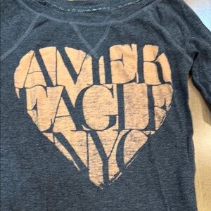 American Eagle Outfitters Navy Heart Graphic Top